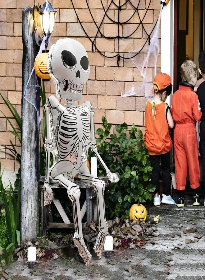 Fun Affairs Halloween Theme Prop 62 Inch Foil Balloons Jumbo Skeletons Spooky Ghost Skull Balloon For Party Decorations Indoor And Outdoor, Silver, 1 Pc, 1 Piece - Image 3